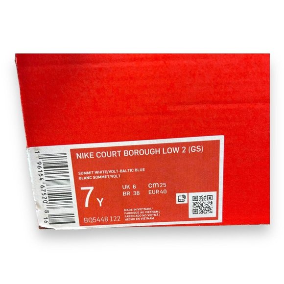 Nike Court Borough Low 2 GS Size 7Y 'White Baltic Blue Volt'‎ BQ5448 122 - Picture 9 of 9